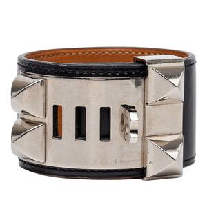 Pre-Loved Hermes Swift and Palladium Plated Collier de Chien Bracelet S